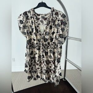 Ulla Johnson Black and Cream Floral Dress Almost New